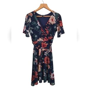 Allison Brittney Floral Flutter Sleeve Dress